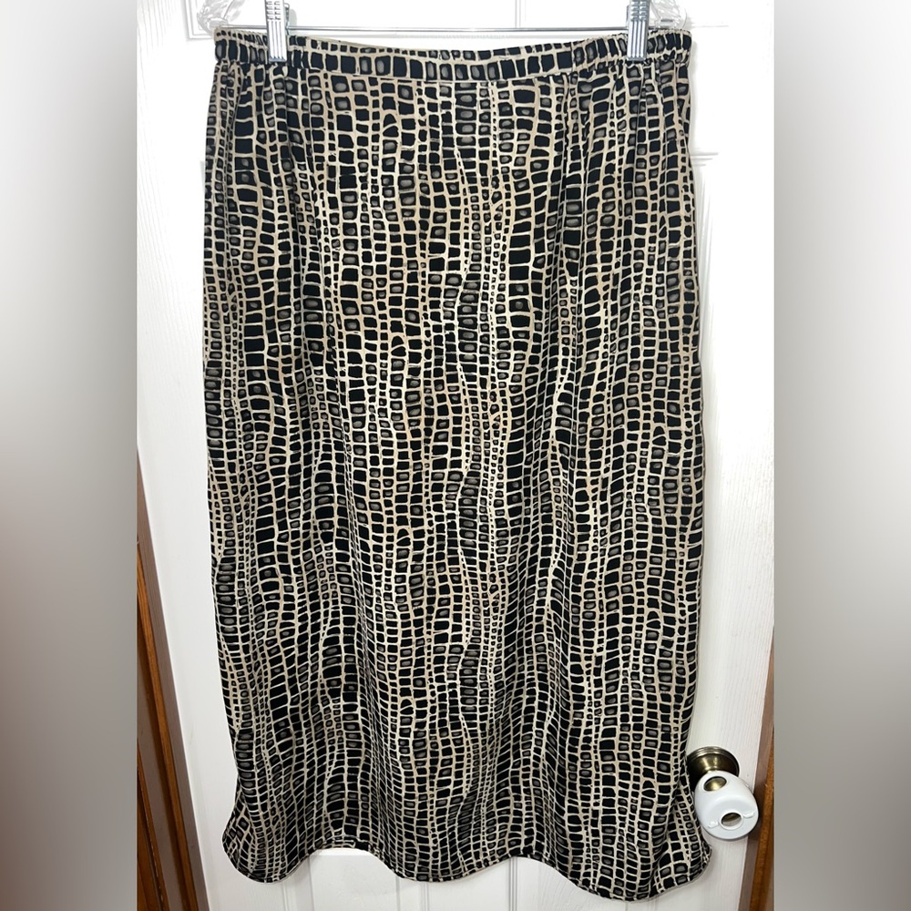 Vintage Laura Scott Maxi Skirt Animal Print A-Line Beige/Black Size 20 (2X/XXL)